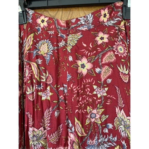 BCBGMAXAZRIA Floral Handkerchief-Hem Skirt Deep Red Size S - Picture 8 of 12